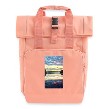 Sunset at the quiet lake - Roll Top Backpack with Two Handles - chintz rose - Front