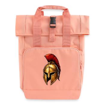 Spartan Knight's Helm - Roll Top Backpack with Two Handles - chintz rose - Front