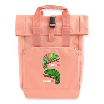 Caméléon sur Caméléon Off Drôle de Reptile Design - Sac à dos Roll Top à deux anses - rose liberty - Devant