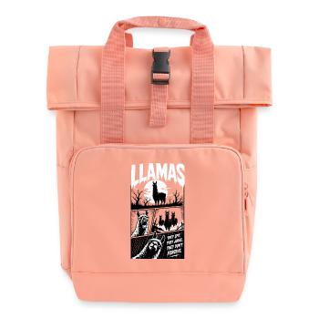 Llamas They Spit They Judge Horror - Roll Top Backpack with Two Handles - chintz rose - Front
