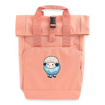 Totally cute sheep - Roll Top Backpack with Two Handles - chintz rose - Front