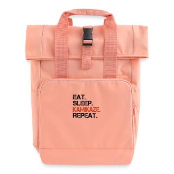 eat sleep kamikaze repeat - Roll Top Backpack with Two Handles - chintz rose - Front