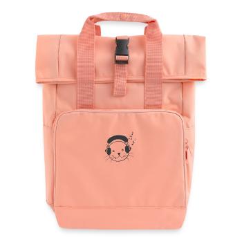 Musik Kopfhörer Katze - Rolltop Rucksack mit zwei Griffen - Chintzrosa - Vorne