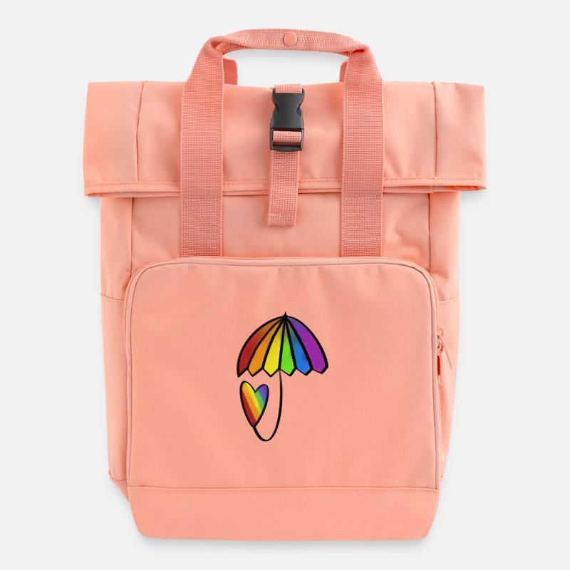 Coeur arc-en-ciel avec parapluie - Sac à dos Roll Top à deux anses - rose liberty