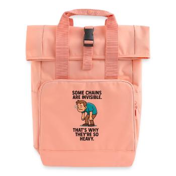 0007 invisible chains - Roll Top Backpack with Two Handles - chintz rose - Front