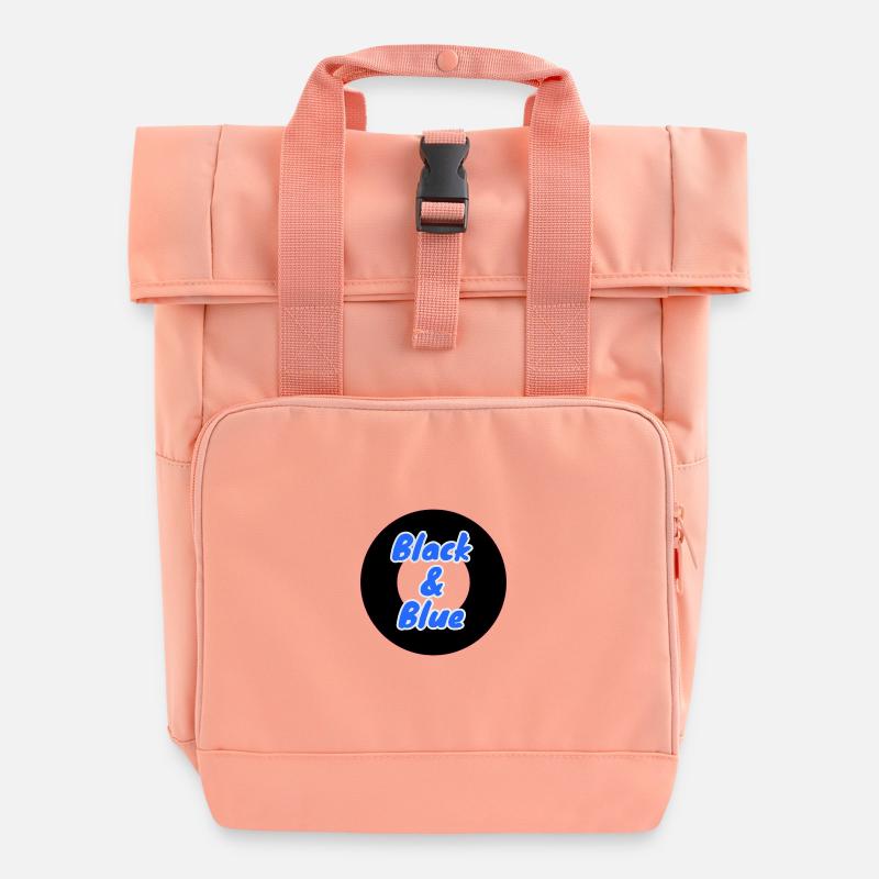 Black & Blue Circular Neon - Roll Top Backpack with Two Handles - chintz rose