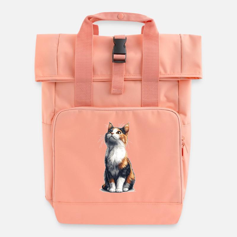 Chat comique assis coloré - Sac à dos Roll Top à deux anses - rose liberty