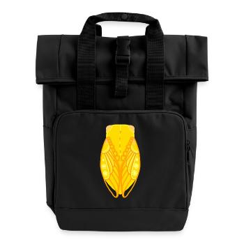 Yellow cicada - Roll Top Backpack with Two Handles - black - Front
