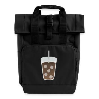 Iced Coffee Cube Pattern - Roll Top Backpack with Two Handles - black - Front