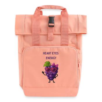 Grape Heart Eyes Energy Cute Cartoon - Roll Top Backpack with Two Handles - chintz rose - Front