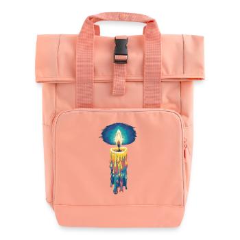 Faith Light Candle Retro Spirit Design - Roll Top Backpack with Two Handles - chintz rose - Front