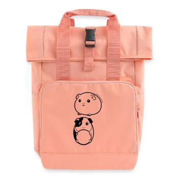  Zwei Meerschweinchen Köpfe - Rolltop Rucksack mit zwei Griffen - Chintzrosa - Vorne