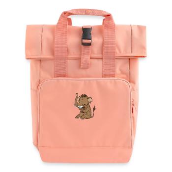 Mammut mit einem Bier - Rolltop Rucksack mit zwei Griffen - Chintzrosa - Vorne