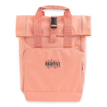 World's Okayest Rummy Player Card Game Romme - Roll Top Backpack with Two Handles - chintz rose - Front