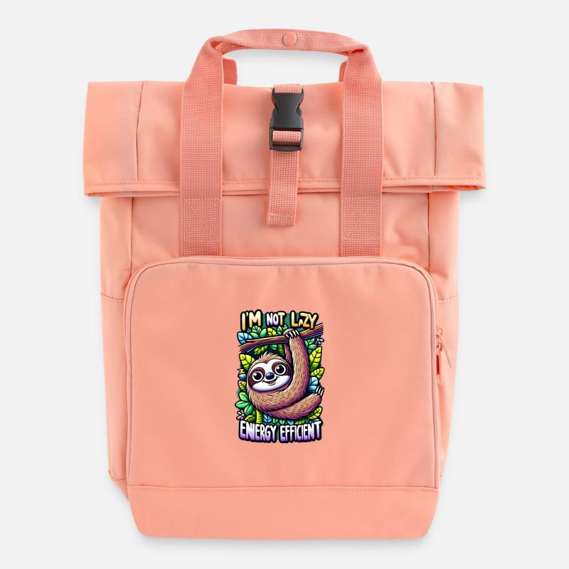Faultier (Flash) - Rolltop Rucksack mit zwei Griffen - Chintzrosa