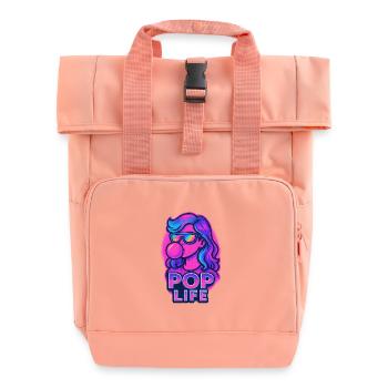 Retro Neon Mädchen Bubblegum Pop Design - Rolltop Rucksack mit zwei Griffen - Chintzrosa - Vorne