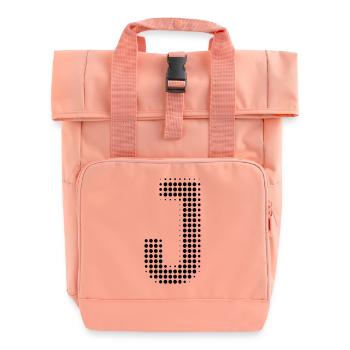 J Buchstabe Punkte Raster - Rolltop Rucksack mit zwei Griffen - Chintzrosa - Vorne