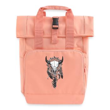 Skull Dreamcatcher Tattoo - Roll Top Backpack with Two Handles - chintz rose - Front