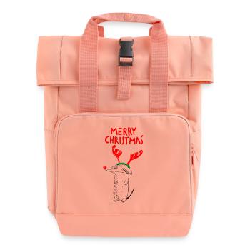 Merry Christmas Dog - Roll Top Backpack with Two Handles - chintz rose - Front