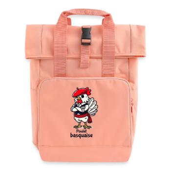 Poulet Basquaise - Texte sombre - Sac à dos Roll Top à deux anses - rose liberty - Devant