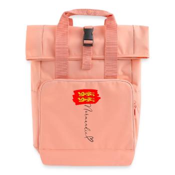 Normandy Flag Leopards Red Gold Pride Region - Roll Top Backpack with Two Handles - chintz rose - Front