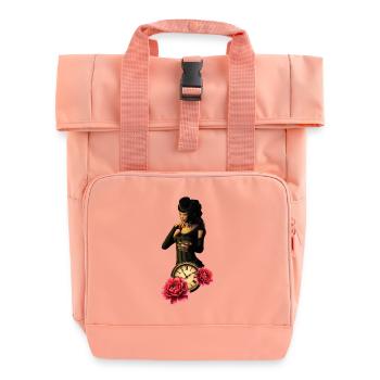Steampunk Watch with Roses - Roll Top Backpack with Two Handles - chintz rose - Front