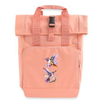 Hummingbird - Delicate, fast, fascinating - Roll Top Backpack with Two Handles - chintz rose - Front