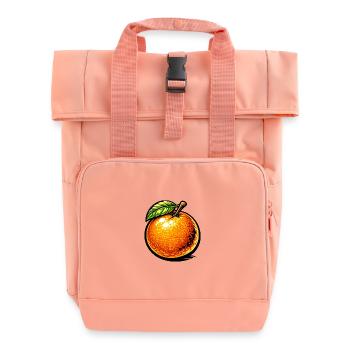 Comic Orange – Fruity Illustration Design 🍊 - Roll Top Backpack with Two Handles - chintz rose - Front
