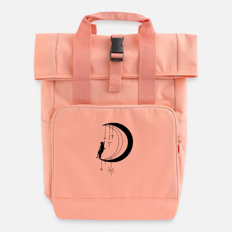 Meow_cat_Black - Roll Top Backpack with Two Handles - chintz rose