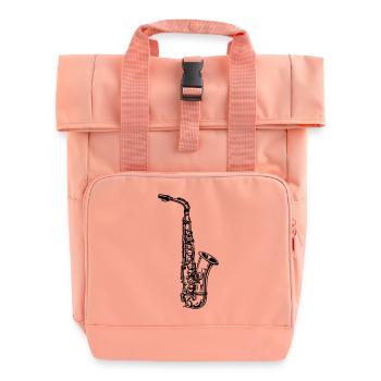 Saxophon - Rolltop Rucksack mit zwei Griffen - Chintzrosa - Vorne