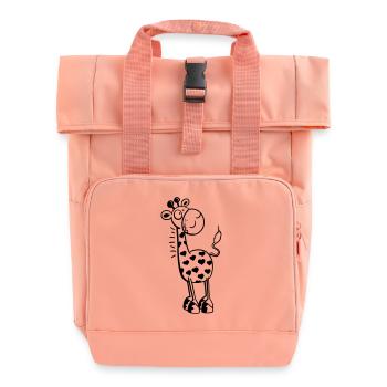 Cute Giraffe with hearts - Roll Top Backpack with Two Handles - chintz rose - Front