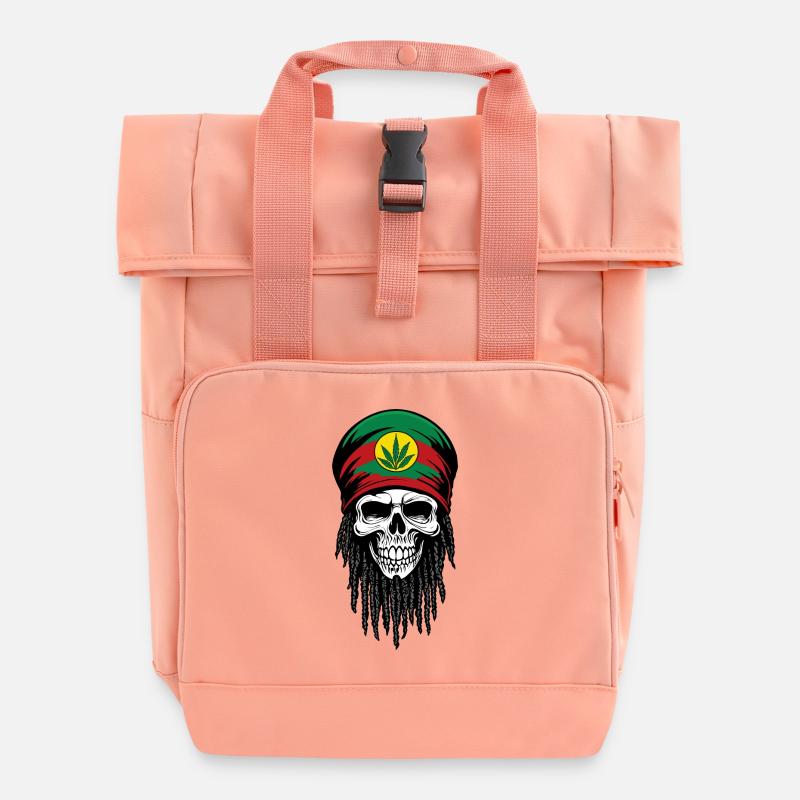 SKULL RASTA CAP - Roll Top Backpack with Two Handles - chintz rose