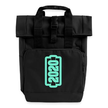 Born in 2020 - Roll Top Backpack with Two Handles - black - Front