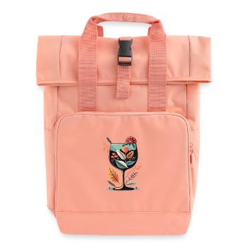 Botanische Weinglasblüte - Rolltop Rucksack mit zwei Griffen - Chintzrosa - Vorne