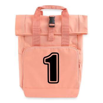 Number One / Nummer 1 / Eins - Rolltop Rucksack mit zwei Griffen - Chintzrosa - Vorne