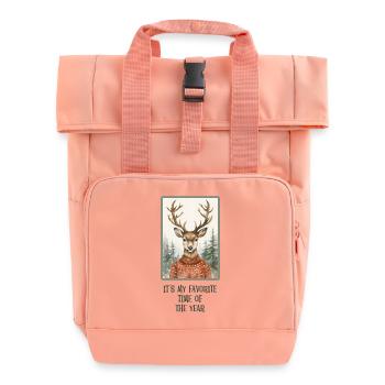 Winter Hirsch Christmas Lustige Bilder - Rolltop Rucksack mit zwei Griffen - Chintzrosa - Vorne