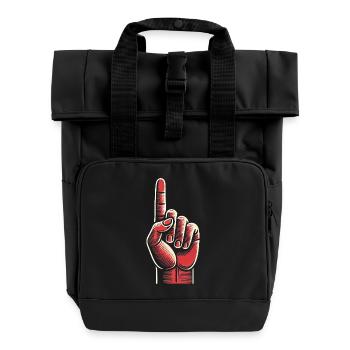 Kühnes Design mit roten Handgesten - Rolltop Rucksack mit zwei Griffen - Schwarz - Vorne