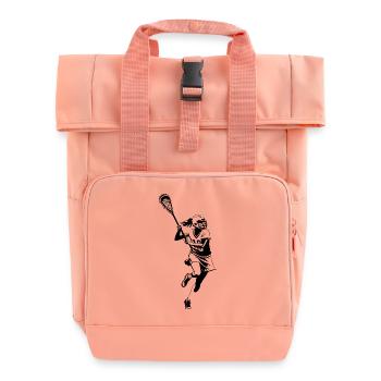 Girl Lacrosse Player - Sports Sticker - Rolltop Rucksack mit zwei Griffen - Chintzrosa - Vorne