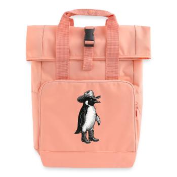 Funny Penguin Cowboy Vintage Rodeo Hat Meme - Roll Top Backpack with Two Handles - chintz rose - Front