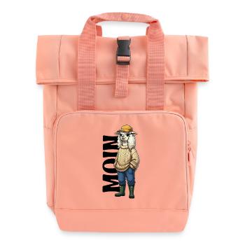 Moin Alpaca North Sea Coast Design - Roll Top Backpack with Two Handles - chintz rose - Front