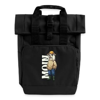 Moin Schaf – Küsten Design - Rolltop Rucksack mit zwei Griffen - Schwarz - Vorne
