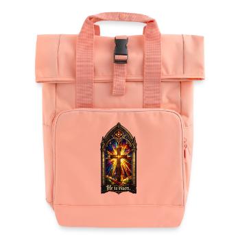 Resurrection He is Risen Easter Jesus - Roll Top Backpack with Two Handles - chintz rose - Front