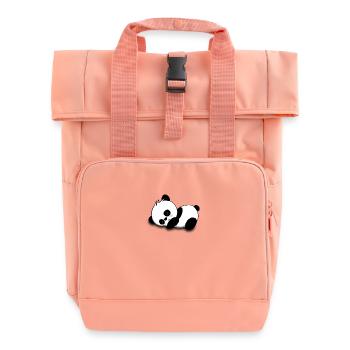 panda - Roll Top Backpack with Two Handles - chintz rose - Front