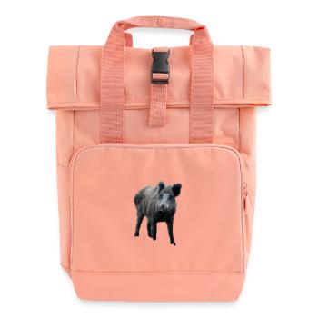 Wild boar Wild boar Pig Sow Pigs - Roll Top Backpack with Two Handles - chintz rose - Front