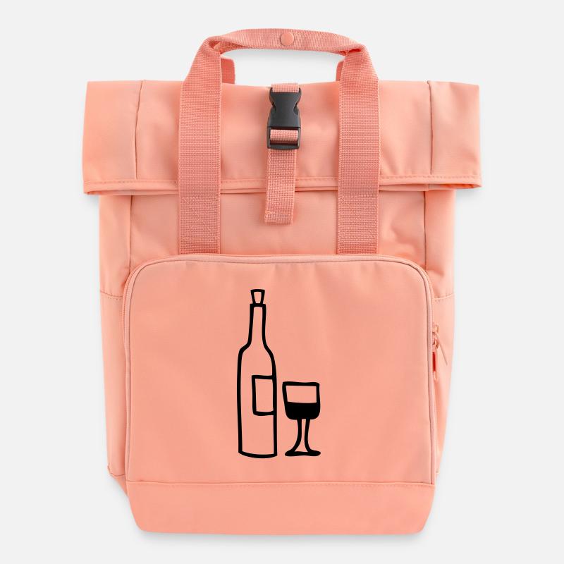 flasche leer glas halb voll - Rolltop Rucksack mit zwei Griffen - Chintzrosa
