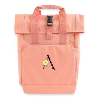 Eleganter Buchstabe 'A' mit Blumen - Rolltop Rucksack mit zwei Griffen - Chintzrosa - Vorne
