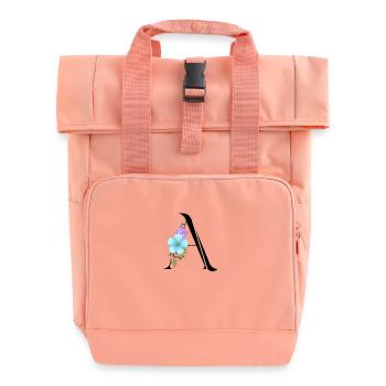 Eleganter Buchstabe 'A' mit Blumen - Rolltop Rucksack mit zwei Griffen - Chintzrosa - Vorne