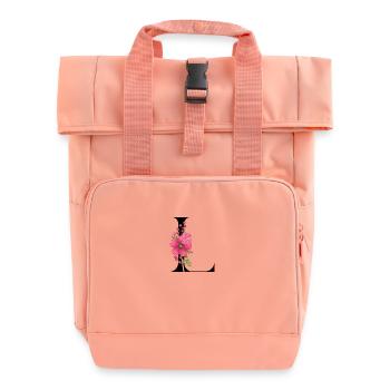 Eleganter Buchstabe 'L' mit Blumen - Rolltop Rucksack mit zwei Griffen - Chintzrosa - Vorne