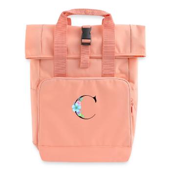 Eleganter Buchstabe 'C' mit Blumen - Rolltop Rucksack mit zwei Griffen - Chintzrosa - Vorne