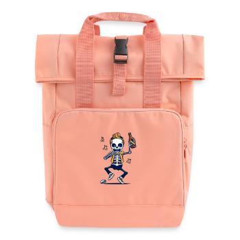 Skeleton Dance with Bottle - Roll Top Backpack with Two Handles - chintz rose - Front